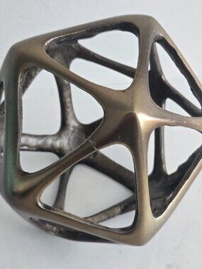 Metal Geometric Icosahedron Sculpture